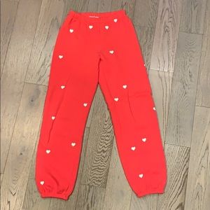 Wildfox heart print fleece sweatpants - Sz Small